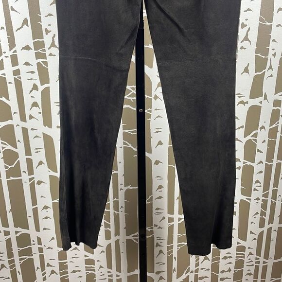 DKNY Skyline Suede Leather Pant 2 Dark Brown - Picture 12 of 14